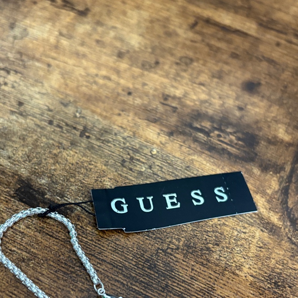 Guess Silver and Black Cross Pendant Necklace - Picture 2 of 3